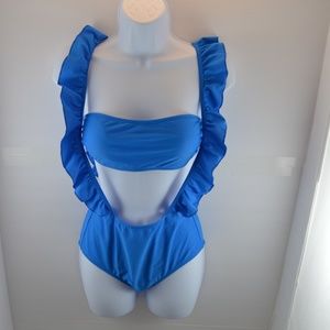 🔴 Two Piece Ruffle Strapped Swim Suit
